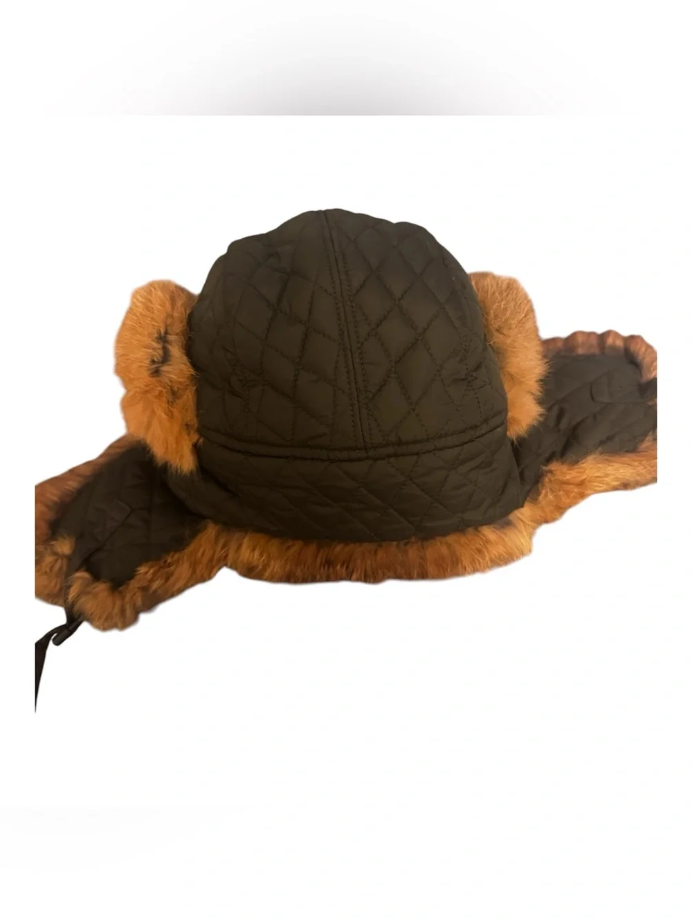Surell Kids Quilted Rabbit Fur Trapper Hat One size - Army Heather